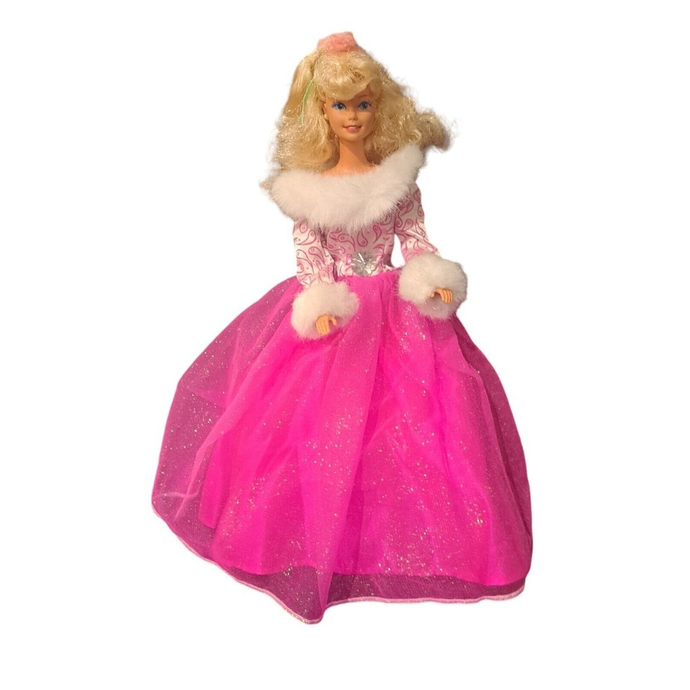 VTG Barbie Doll Fashion Avenue Deluxe Pink & Faux‎ Fur Glamour Gown  #15902 90's